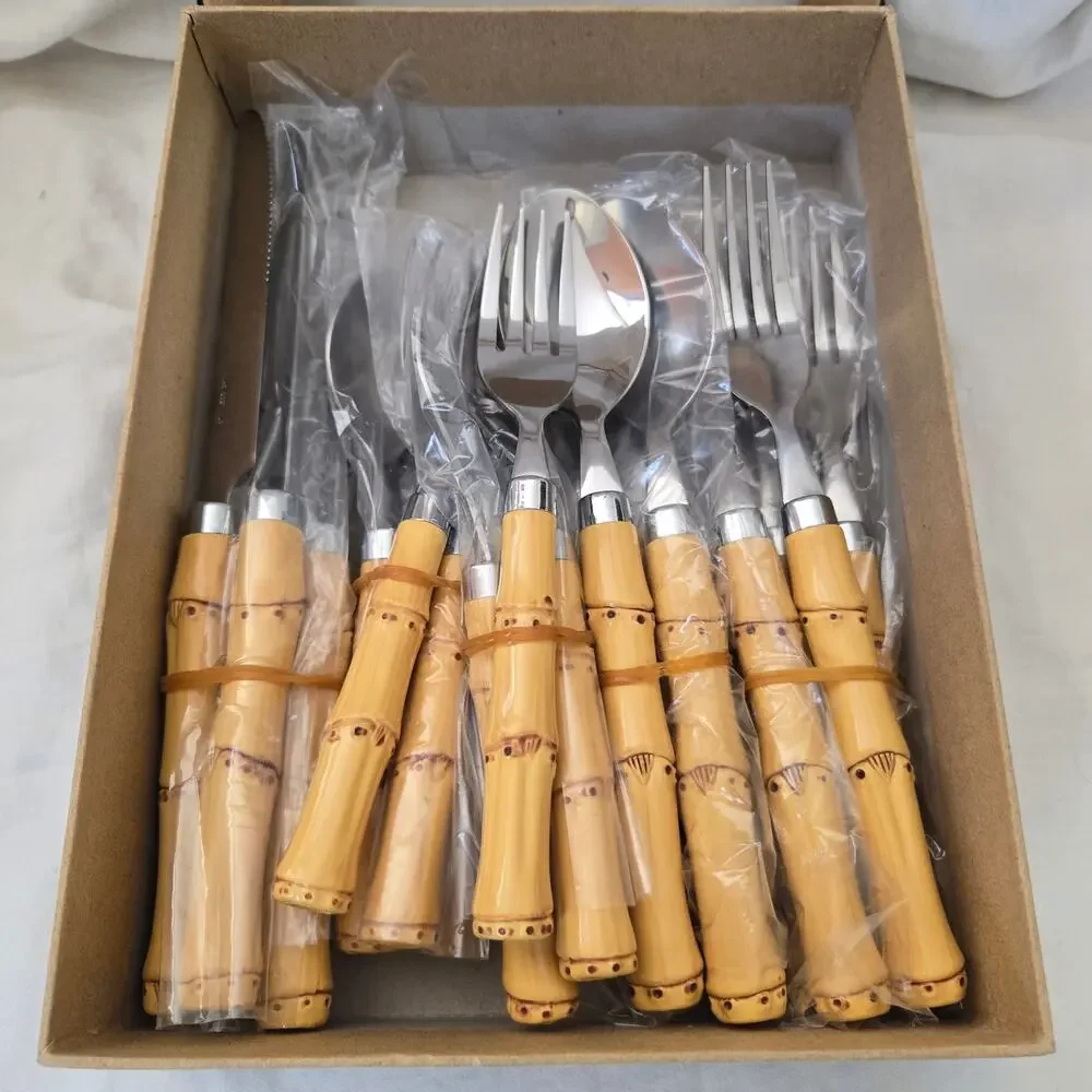 New Open Box Faux Bamboo Flarware Set of 20